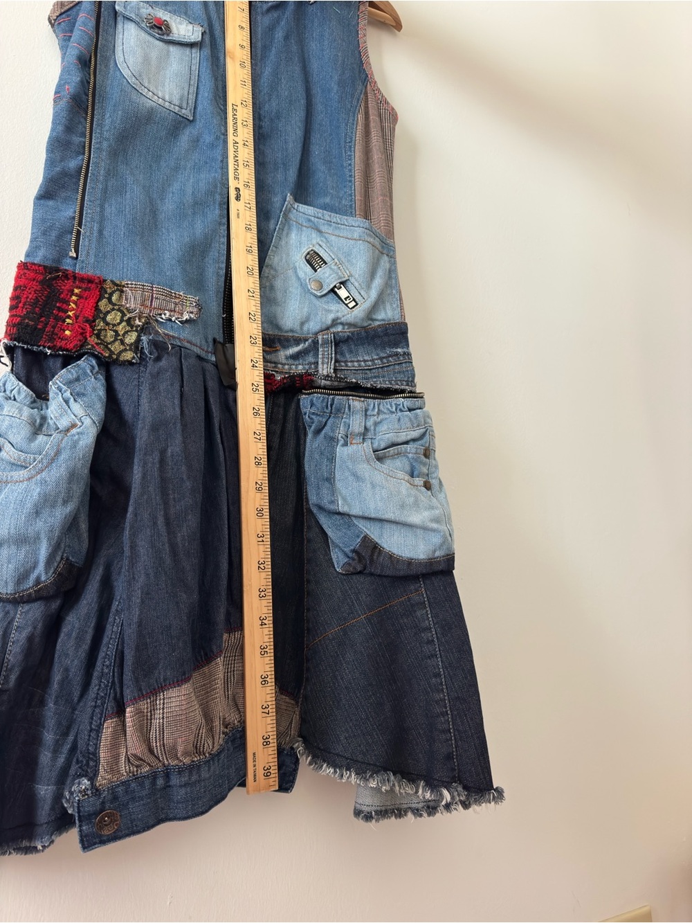 Desigual Boho Denim Midi Dress Size 38 Sleeveless Festival Jean Dress Half Zip - Picture 13 of 13